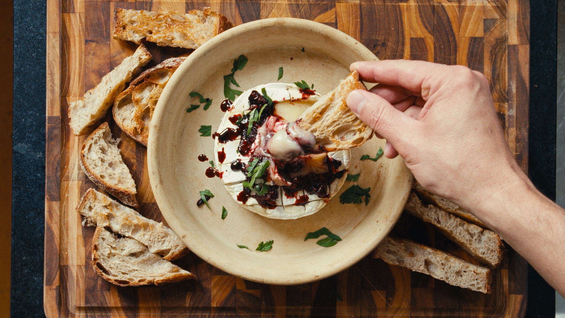 Baked Brie with Balsamic Blackberry Glaze